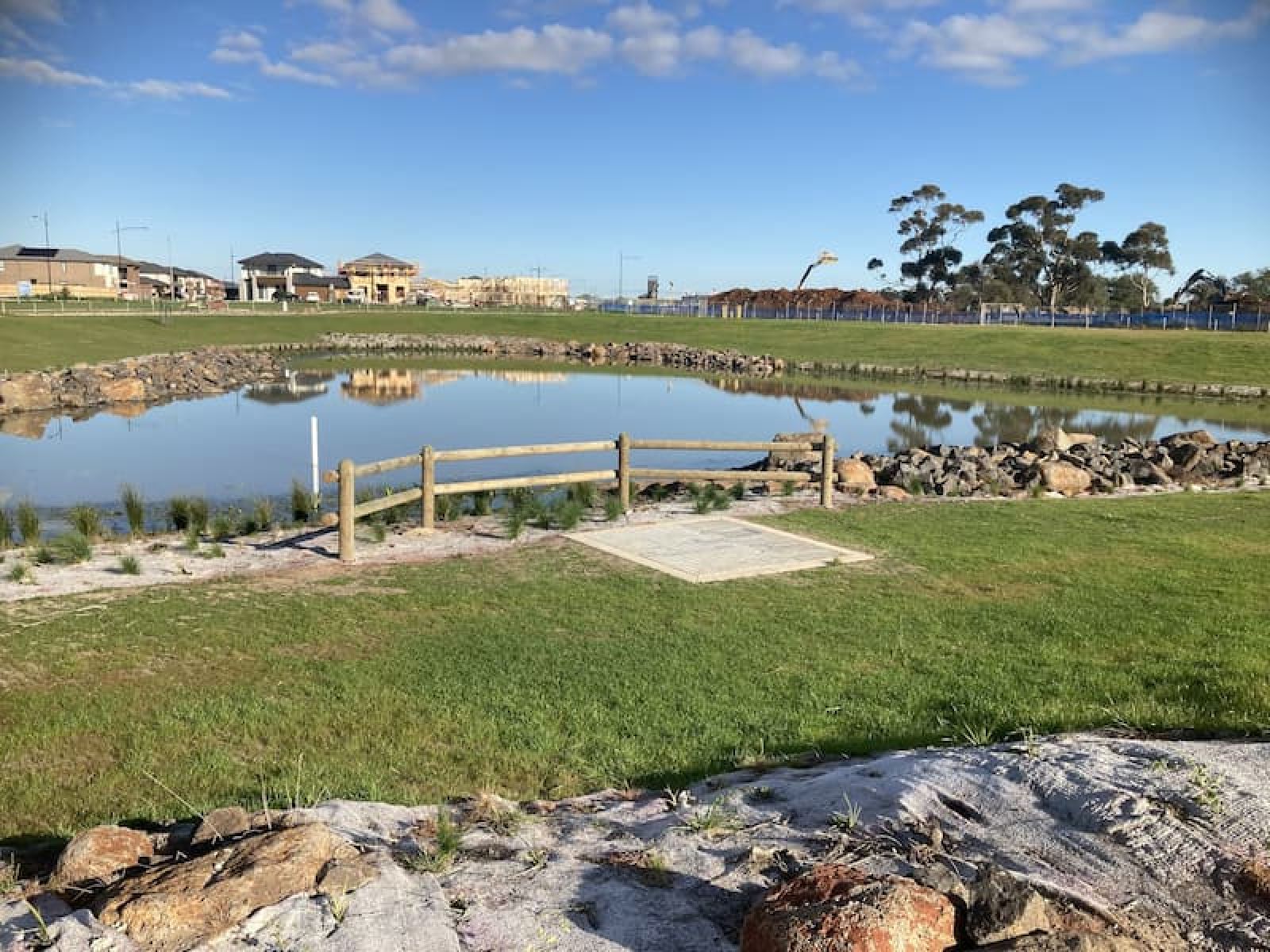 Habitat wetland with urban development bordering conservation area